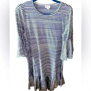 Lularoe large Maurine denim blue striped Maurine swing dress.From my stash! EuUC